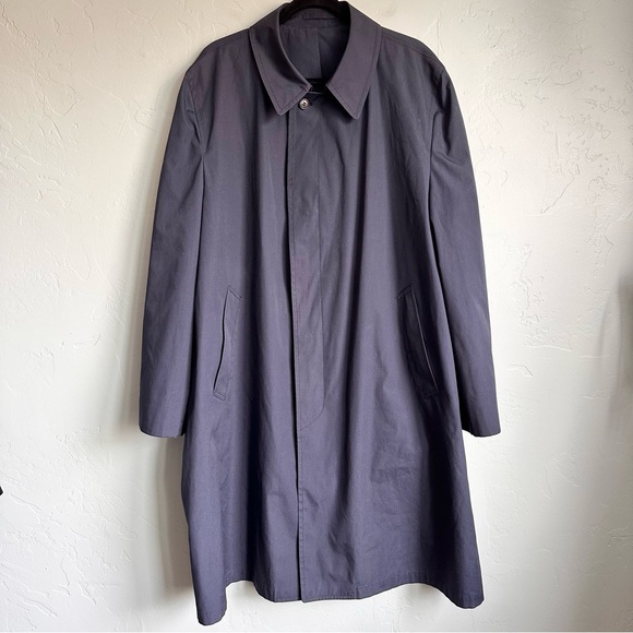 Vintage London Fog Men's Navy Blue Trench Coat Union Made Size XL 46 Regular EUC - Picture 2 of 9
